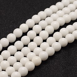 Белый Нефрит Натуральный белый нефритовый шарик нити, круглые, 4 мм, отверстие : 1 мм, около 95 шт / нитка, 15.5 дюйм