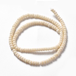 PapayaWhip Handmade Frosted Porcelain Beads, Flat Round, PapayaWhip, 4x3mm, Hole: 0.8mm, about 134pcs/strand, 15.55 inch(39.5cm)