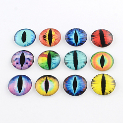 Mixed Color Half Round/Dome Dragon Eye Pattern Glass Flatback Cabochons for DIY Projects, Mixed Color, 8x3mm