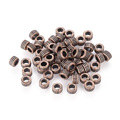 Red Copper Tibetan Style Beads, Zinc Alloy, Lead Free & Nickel Free & Cadmium Free, Column, Red Copper Color, 5mm in diameter, 3mm long, hole: 3mm