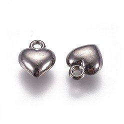 Gunmetal Tibetan Style Alloy Charms, Lead Free, Nickel Free and Cadmium Free, Heart, Gunmetal, 11.5mm long, 9mm wide, 4.5mm thick, hole: 1.5mm