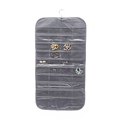 Gray Non-Woven Fabrics Jewelry Hanging Display Bags, Wall Shelf Wardrobe Storage Bags, with Rotating Hook and Transparent PVC 80 Grids, Gray, 85x43x0.15cm