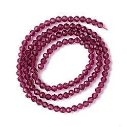 Rose Chaud Chapelets de perles en verre transparentes  , facette, ronde, rose chaud, 3mm, Trou: 0.8mm, Environ 127~139 pcs/chapelet, 14.09~14.53 pouce (35.8~36.9 cm)