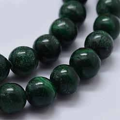 Malachite Natural Malachite Beads Strands, Grade B, Round,  4mm, Hole: 0.6mm, about 95pcs/strand, 15.5 inch(39.5cm)