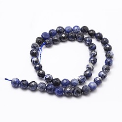 Sodalite Natural Sodalite Beads Strands, Grade A, Faceted, Round, 6mm, Hole: 1mm, about 61pcs/strand, 14.9 inch~15.1 inch