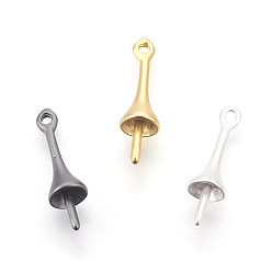 Mixed Color Brass Peg Bails Pendants, For Half Drilled Beads, Long-Lasting Plated, Lead Free & Cadmium Free & Nickel Free, Matte Style, Mixed Color, 16x4.5mm, Hole: 1.2mm, Pin: 0.8mm
