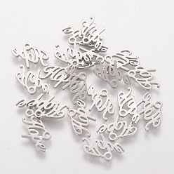 Stainless Steel Color 201 Stainless Steel Charms, Inspirational Message Charms, Word Hope, Stainless Steel Color, 9x14x1mm, Hole: 1.5mm