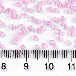 Бледно-Розовый 8/0 стакан бисер, прозрачные цвета внутри, круглое отверстие, круглые, розовый жемчуг, 8/0, 3~4x2~3 мм, отверстия: 0.8 мм, около 15000 шт / мешок