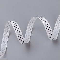 White Polka Dot Ribbon Grosgrain Ribbon, White, three points on an oblique line, about 3/8 inch(10mm) wide, 50yards/roll(45.72m/roll)