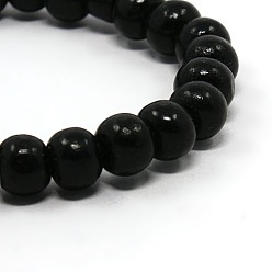 Black Wood Beads Stretch Bracelets, Black, 59mm