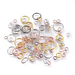 Mixed Color Brass & Stainless Steel Open Jump Rings, Mixed Style, Mixed Color, 4~12x1~2mm, Inner Diameter: 2~9.5mm