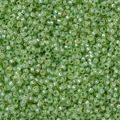 (RR676) Opale De Lime Doublée d'Argent Perles rocailles miyuki rondes, perles de rocaille japonais, (rr 676) opale citron vert argenté, 11/0, 2x1.3mm, trou: 0.8 mm, sur 1100 pcs / bouteille, 10 g / bouteille