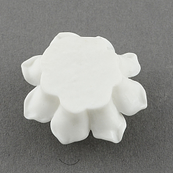 White Resin Flower Cabochons, Plastic Cabochons for Jewelry Making, White, 39x18mm