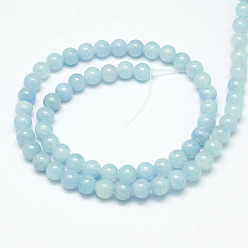 Azure Natural Yellow Jade Beads Strands, Dyed, Round, Azure, 4mm, Hole: 1mm, about 95pcs/strand, 15.75 inch