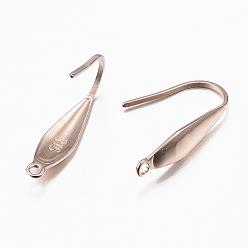 Rose Gold Ion Plating(IP) 316 Surgical Stainless Steel Earring Hooks, Rose Gold, 19.5x4.5x1mm, 18 Gauge, Hole: 1.2mm