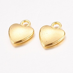 Golden Tibetan Style Alloy Charms, Lead Free and Cadmium Free, Heart, Golden Color, 12mm long, 10mm wide, 2.5mm thick, hole: 2mm