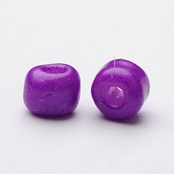 Violet Foncé Cuisson de peinture perles de rocaille en verre, violet foncé, 6/0, 4~5x3~4mm, Trou: 1~2mm, environ450 pcs / 50 g, 50 g / sac, 18sacs/2livre