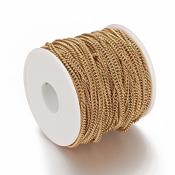Golden Ion Plating(IP) 304 Stainless Steel Wheat Chains, Unwelded, with Spool, Golden, 5.5x3.5x0.5mm, about 65.61 Feet(20m)/roll
