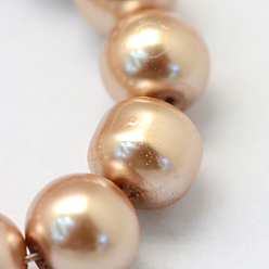 BurlyWood Baking Painted Glass Pearl Bead Strands, Pearlized, Round, BurlyWood, 3~4mm, Hole: 0.5mm, about 195pcs/strand, 23.6 inch