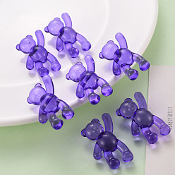 Medium Purple Transparent Acrylic Beads, Bear, Medium Purple, 37x28x13mm, Hole: 2.5mm, about 133pcs/500g