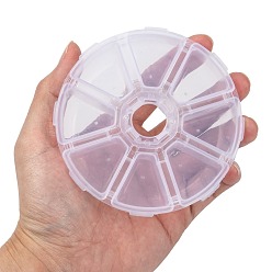 White Plastic Bead Containers, Flip Top Bead Storage, 8 Compartments, White, 10.5x10.5x2.8cm