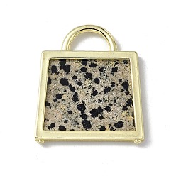 Dalmatian Jasper Natural Dalmatian Jasper Pendants, Handbag Charms, with Rack Plating Golden Tone Brass Findings, Cadmium Free & Lead Free, 34x29.5x3mm, Hole: 6x11mm