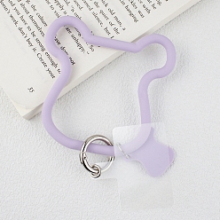 Lilac Silicone Cattle Head Loop Phone Lanyard, Wrist Lanyard Strap with Plastic & Alloy Keychain Holder, Lilac, 12.5x9.2x0.7cm