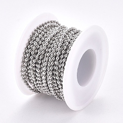 Stainless Steel Color 304 Stainless Steel Ball Chains, with Spool, Stainless Steel Color, 2.5mm, about 32.8 Feet(10m)/roll