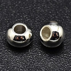 Silver Brass Flat Round Spacer Beads, Silver, 6x4mm, Hole: 2mm