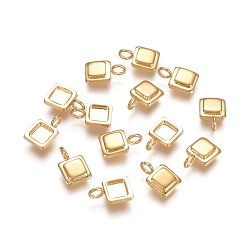 Golden 304 Stainless Steel Pendant Cabochon Settings, Square, Golden, Tray: 4x4mm, 9x6x2mm, Hole: 2mm