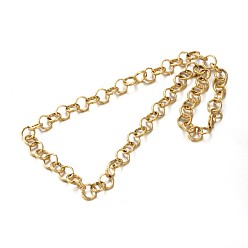 Golden 304 Stainless Steel Rolo Chains Necklaces, with Lobster Claw Clasps, Unwelded, Golden, 23.6 inch(59.9cm)