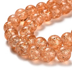 Light Salmon Spray Painted Crackle Glass Beads Strands, Round, Light Salmon, 10mm, Hole: 1.3~1.6mm, about 80pcs/strand, 31.4 inch