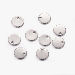 Stainless Steel Color 304 Stainless Steel Stamping Blank Tag Pendants, Flat Round, Stainless Steel Color, 8x0.8mm, Hole: 1.5mm
