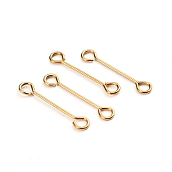 Golden Ion Plating(IP) 304 Stainless Steel Eye Pins, Double Sided Eye Pins, Golden, 16x0.6mm, Hole: 1mm
