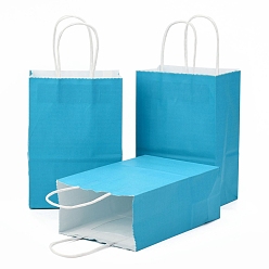 Темно-Голубой Бумажные мешки, подарочные пакеты, сумки для покупок, с ручками, глубокое синее небо, 15x8x21 см