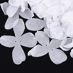 White Organza Fabric, For DIY Jewelry Making Crafts, Flower, White, 140~150x100~130mm, Hole: 2mm