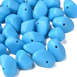 Bleu Ciel Foncé Perles acryliques opaques, nuggets, bleu profond du ciel, 12.5x18x13mm, Trou: 1.6mm, environ360 pcs / 500 g