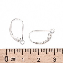 Silver 925 Sterling Silver Leverback Earrings Findings, Silver, 16x10x2mm, Hole: 1mm