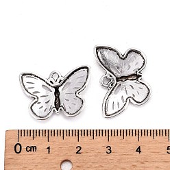 Antique Silver Tibetan Style Alloy Pendants, Cadmium Free & Nickel Free & Lead Free, Butterfly, Antique Silver, 17x25x3mm, Hole: 2mm
