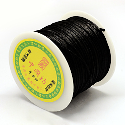 Черный Нейлоновая нить, гремучий атласный шнур, чёрные, 1.5 мм, около 100 ярдов / рулон (300 футов / рулон)