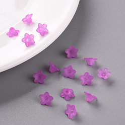 Dark Orchid Transparent Acrylic Beads, Flower, Frosted, Dark Orchid, 12x7mm, Hole: 1mm, about 4600pcs/500g