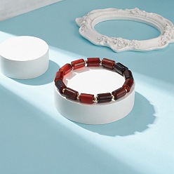 Agate Naturelle Bracelet extensible perlé colonne d'agate naturelle, bijoux en pierres précieuses pour femmes, diamètre intérieur: 2-1/2 pouce (6.3 cm)