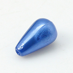Blue ABS Plastic Imitation Pearl, Drop, Blue, 16x10mm, Hole: 1mm, about 600pcs/pound