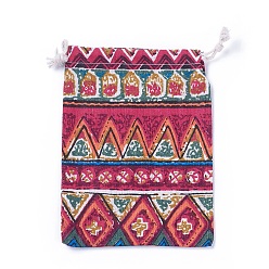Red Burlap Packing Pouches, Drawstring Bags, Red, 17.3~18.2x13~13.4cm