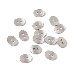 Stainless Steel Color 304 Stainless Steel Buttons, 2-Hole, Oval, Stainless Steel Color, 14x11x1mm, Hole: 2mm