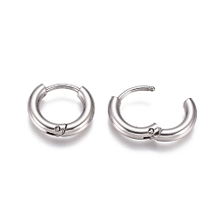 Stainless Steel Color 304 Stainless Steel Huggie Hoop Earrings, with 316 Surgical Stainless Steel Pin, Ring, Stainless Steel Color, 13x2.5mm, 10 Gauge, Pin: 0.9mm