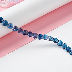 Bleu De Prusse Transparent perles de verre brin, cœur, null, 7.5~8.5x8~8.5x4~4.5mm, Trou: 1mm, Environ 44~45 pcs/chapelet, 12.56~12.87 pouce (31.9~32.7 cm)