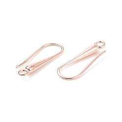 Rose Gold Eco-Friendly Brass Earring Hooks Findings, Cadmium Free & Nickel Free & Lead Free, Rose Gold, 21x9x2.3~2.8mm, Hole: 1.5mm, 20 Gauge, Pin: 0.8mm