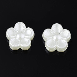 Кремово-белый Абс пластиковые жемчужные бисера, цветок, кремово-белые, 8.5x8.5x4 мм, отверстие : 1.8 мм