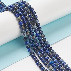 Lapis Lazuli Natural Lapis Lazuli Round Beads Strands, 4mm, Hole: 0.8mm, about 89pcs/strand, 15.5 inch